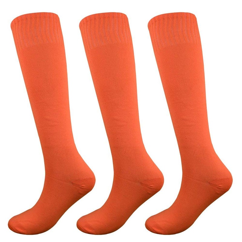 Fitliva Neon Orange Tube Socks Halloween Socks Softball Uniform (3Pack-Orange) - Image 1